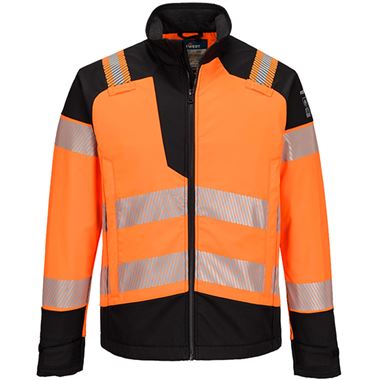 Portwest Modaflame PW3 FR718 Rail Orange Inherent Flame Retardant Anti Static Arc Flash Multi-Norm Hi Vis Softshell Jacket (3L)