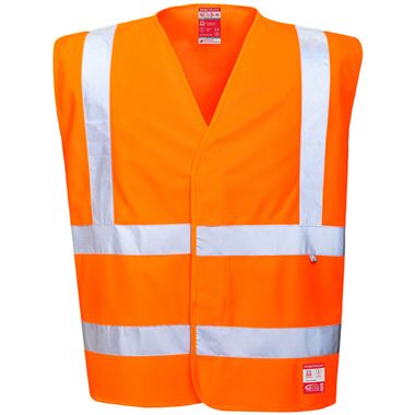 Portwest FR71 Orange Bizflame Work Flame Resistant Anti Static Hi Vis Vest