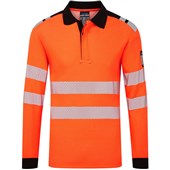 Portwest Modaflame PW3 FR734 Rail Orange Inherent Flame Retardant Anti Static Arc Flash Hi Vis Long Sleeve Polo Shirt