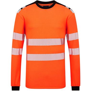 Portwest Modaflame PW3 FR736 Rail Orange Inherent Flame Retardant Anti Static Arc Flash Hi Vis Long Sleeve T-Shirt