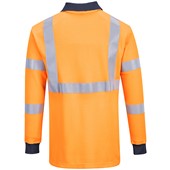 Portwest FR76 Orange Modaflame Knit Inherent Flame Resistant Anti Static Arc Hi Vis Long Sleeve Polo Shirt