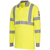 Portwest FR77 Yellow Modaflame Knit Flame Resistant Anti Static Long Sleeve Hi Vis Polo Shirt