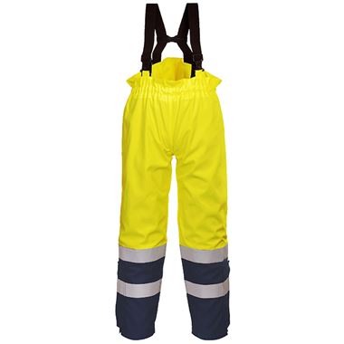 Portwest FR78 Yellow/Navy Bizflame Multi Rain Lined Waterproof Flame Resistant Anti Static Arc Hi Vis Trousers