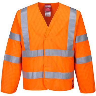 Portwest FR85 Orange Bizflame Work Flame Resistant Anti Static Long Sleeve Hi Vis Vest