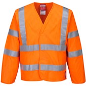 Portwest FR85 Orange Bizflame Work Flame Resistant Anti Static Long Sleeve Hi Vis Vest