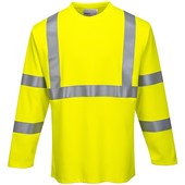 Portwest FR96 Yellow Modaflame Knit Inherent Flame Resistant Anti Static Arc Hi Vis Long Sleeve T-Shirt