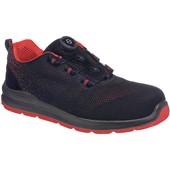 Portwest FT08 Compositelite Wire Lace Safety Trainer Knit S1P Black Red