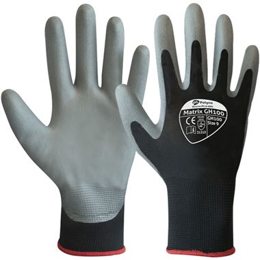 Polyco Matrix Shield GH100 PU Palm Coated Grip Gloves - 13g