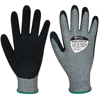 Polyco Matrix GH378 Cut F Cut Resistant Gloves with Latex Palm - 13g
