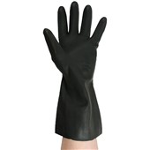 Polyco GI/6406 Industrial Black Rubber Chemical Resistant Gauntlet Gloves 32cm