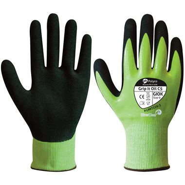 Polyco Grip It Oil C5 Gloves GIOK with Dual Nitrile Coating - Cut Resistant Level 5 (Cut D)