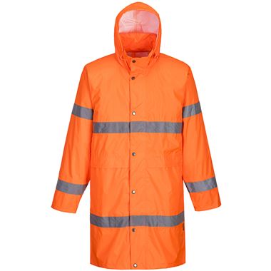 Portwest H442 Orange Long Length Hi Vis Waterproof Jacket (100cm)