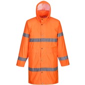 Portwest H442 Orange Long Length Hi Vis Waterproof Jacket (100cm)