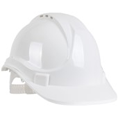 BlackRock Safety Helmet Hard Hat - Vented Slip Ratchet Standard Peak White