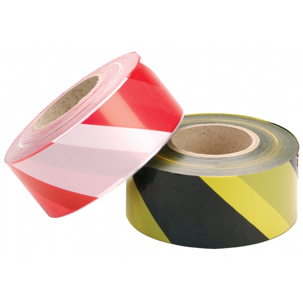 Non Adhesive Hazard Barrier Tape 75mmx500m - Red-White & Black-Yellow