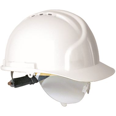 JSP Mk7 Safety Helmet with Retractaspec - Vented Slip Ratchet Standard Peak