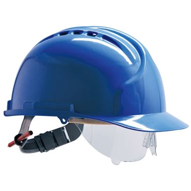 JSP Mk7 Safety Helmet with Retractaspec - Vented Slip Ratchet Standard Peak JSP Mk7 Safety Helmet with Retractaspec - Vented Slip Ratchet Standard Peak