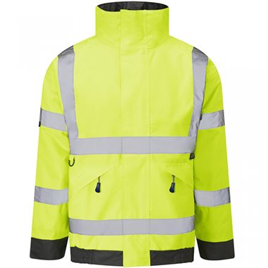 Leo Workwear Chivenor Yellow EcoViz 4K Baffle Lined Waterproof Hi Vis Bomber Jacket 