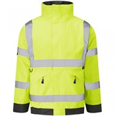 Leo Workwear Chivenor Yellow EcoViz 4K Baffle Lined Waterproof Hi Vis Bomber Jacket 