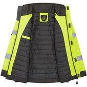 Leo Workwear Chivenor Yellow EcoViz 4K Baffle Lined Waterproof Hi Vis Bomber Jacket 
