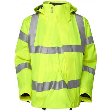 Leo Workwear Rosemoor Yellow Women's Waterproof Breathable Hi Vis Jacket with Maternity Expander