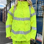 Leo Workwear Rosemoor Yellow Women's Waterproof Breathable Hi Vis Jacket with Maternity Expander