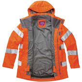 Leo Workwear Rosemoor Orange Mesh Lined Waterproof Breathable Women's Hi Vis Jacket 