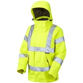Leo Workwear Rosemoor Yellow Mesh Lined Waterproof Breathable Women's Hi Vis Jacket 