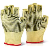 BEESWIFT KFLGMWD Cut B Kevlar Fingerless Latex Dotted Gloves - 10g