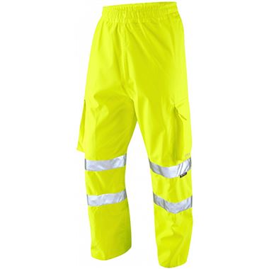 Leo Workwear Instow Yellow LTEC 10K Waterproof Breathable Hi Vis Cargo Trouser