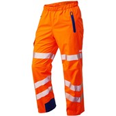 Leo Workwear Lundy Orange LTEC 20K High Performance Waterproof Breathable Hi Vis Cargo Trouser