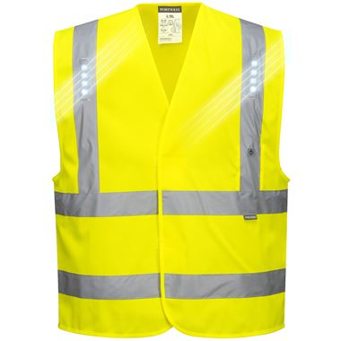 Portwest L470 Yellow Vega LED Hi Vis Vest 