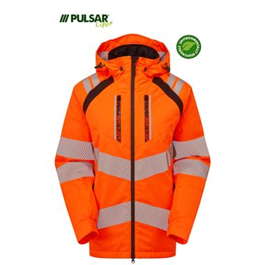 Pulsar Life LFE919 Rail Orange GRS Recycled Insulated Waterproof Hi Vis Jacket