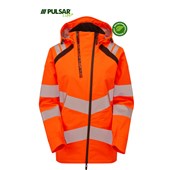 Pulsar Life LFE960 Rail Orange Women's GRS Recycled Waterproof Breathable Hi Vis Shell Jacket