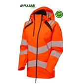 Pulsar Life LFE960 Rail Orange Women's GRS Recycled Waterproof Breathable Hi Vis Shell Jacket