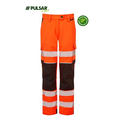 Pulsar Life LFE972 Rail Orange Ladies GRS Recycled 4 Way Stretch Hi Vis Combat Trouser