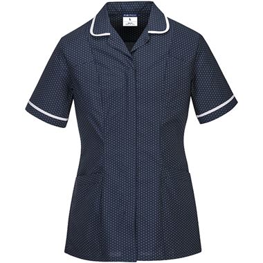 Portwest LW19 Women's Navy Polycotton Stretch Classic Care Home Tunic 145g