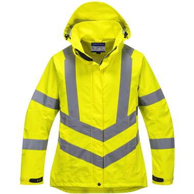 Portwest LW70 Yellow Womens Mesh Lined Waterproof & Breathable Hi Vis Jacket