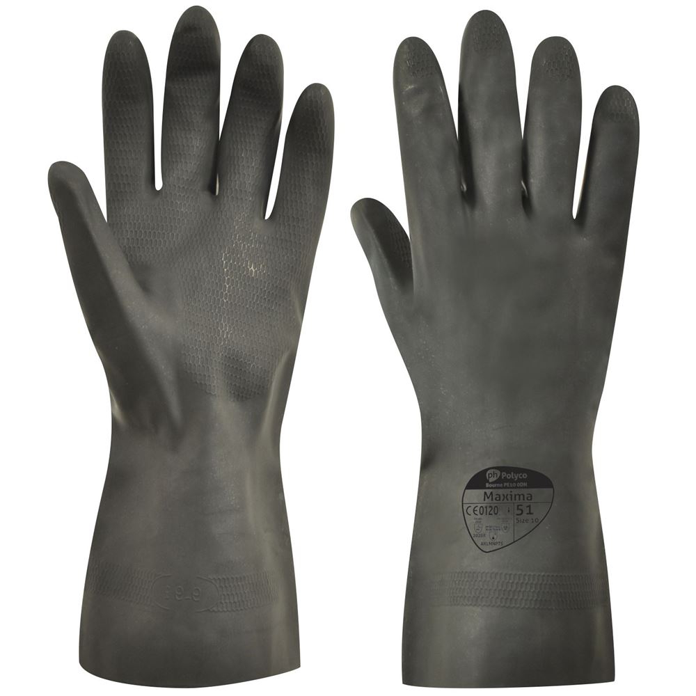 Polyco Maxima Heavy Duty Rubber Gauntlet Gloves 51