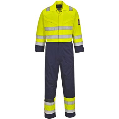 Portwest MV28 Modaflame Hivis Flame Resistant Anti Static Arc Yellow/Navy Hi Vis Overalls