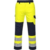 Portwest MV46 Yellow/Navy Modaflame Hivis Inherent Flame Resistant Anti Static Arc Hi Vis Trouser