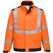 Portwest MV72 Orange/Navy Modaflame Softshell Inherent Flame Resistant Anti Static Arc Hi Vis Softshell Jacket