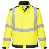 Portwest MV72 Yellow/Navy Modaflame Softshell Inherent Flame Resistant Anti Static Arc Hi Vis Softshell Jacket