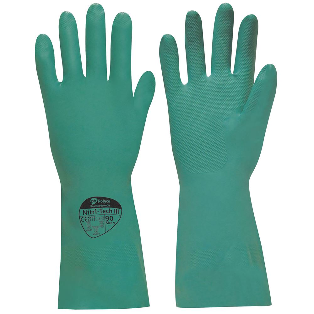 Polyco Nitri-Tech III Chemical Resistant Gauntlet Gloves 90
