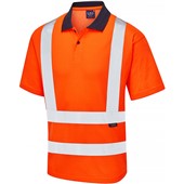 Leo Workwear Croyde Orange Comfort EcoViz Hi Vis Polo Shirt  