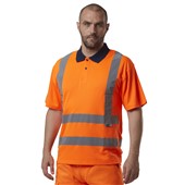 Leo Workwear Croyde Orange Comfort EcoViz Hi Vis Polo Shirt  