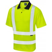 Leo Workwear Croyde Yellow Comfort EcoViz Hi Vis Polo Shirt  