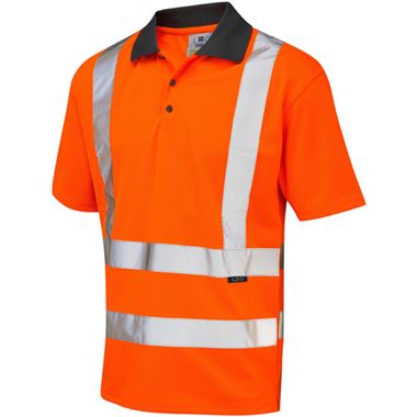 Leo Workwear Rockham Orange Coolviz EcoViz Hi Vis Polo Shirt  