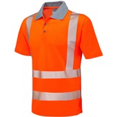 Leo Workwear Woolacombe Orange EcoViz Coolviz Plus Hi Vis Polo Shirt  