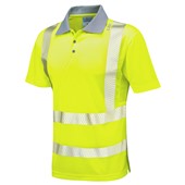 Leo Workwear Woolacombe Yellow EcoViz Coolviz Plus Hi Vis Polo Shirt  